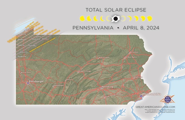 Pennsylvania 2024 Eclipse State Map