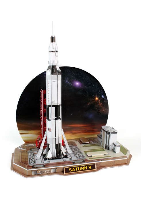 Mondlandung Weltraum Physisches 3D Puzzel – Saturn V Rakete Raumfahrt EN 