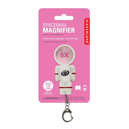Mini LED Spaceman Magnifier Keychain