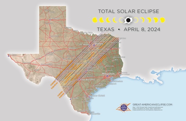 Texas 2024 Eclipse State Map