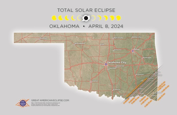 Oklahoma 2024 Eclipse State Map