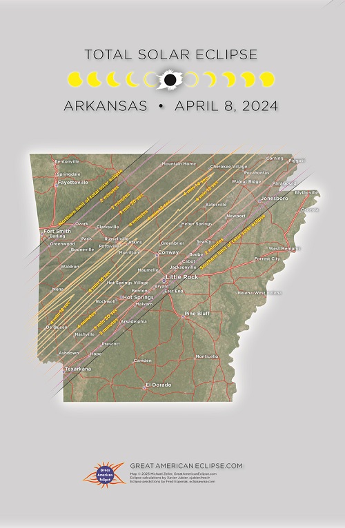 Arkansas 2024 Eclipse State Map