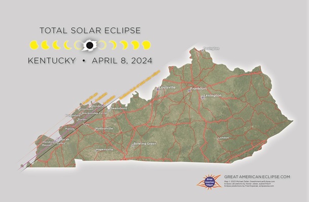 Kentucky 2024 Eclipse State Map