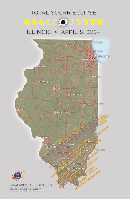 Illinois 2024 Eclipse State Map