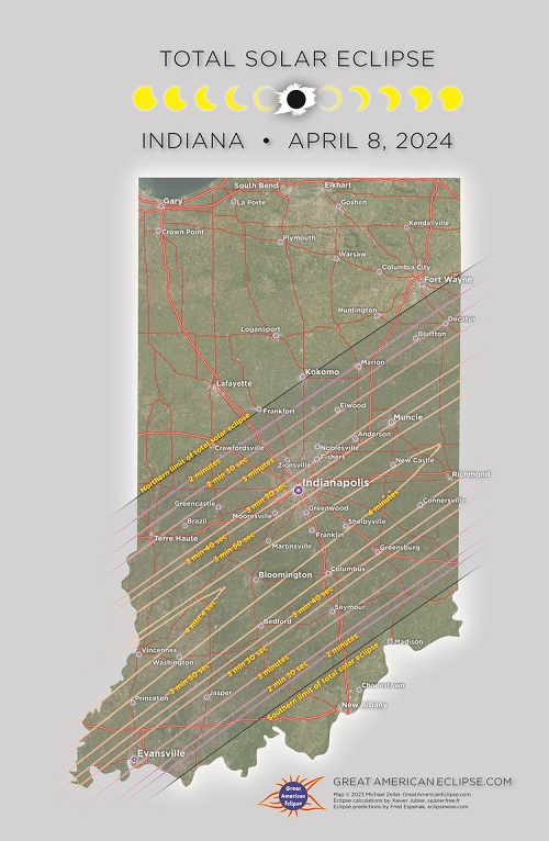 Indiana 2024 Eclipse State Map