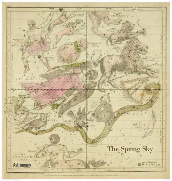 Antique Star Chart - The Spring Sky