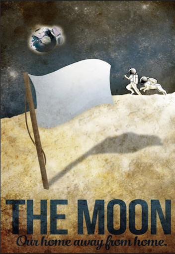 The Moon Futuristic Retro Poster