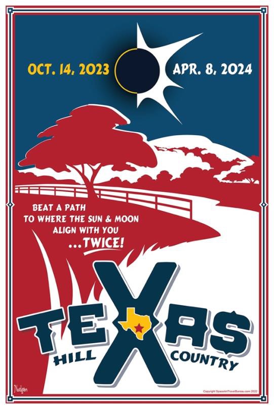 2023 and 2024 Texas Eclipse Poster