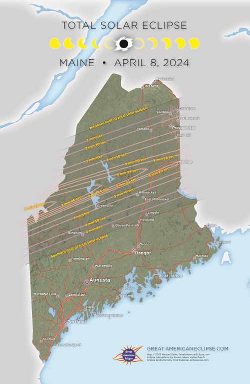 Maine 2024 Eclipse State Map